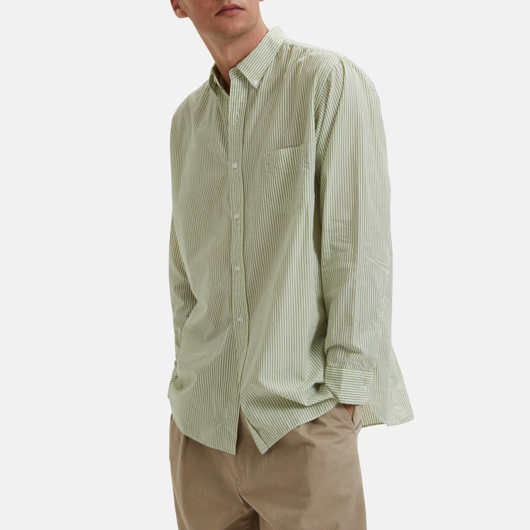 Cotton silk stripe shirt